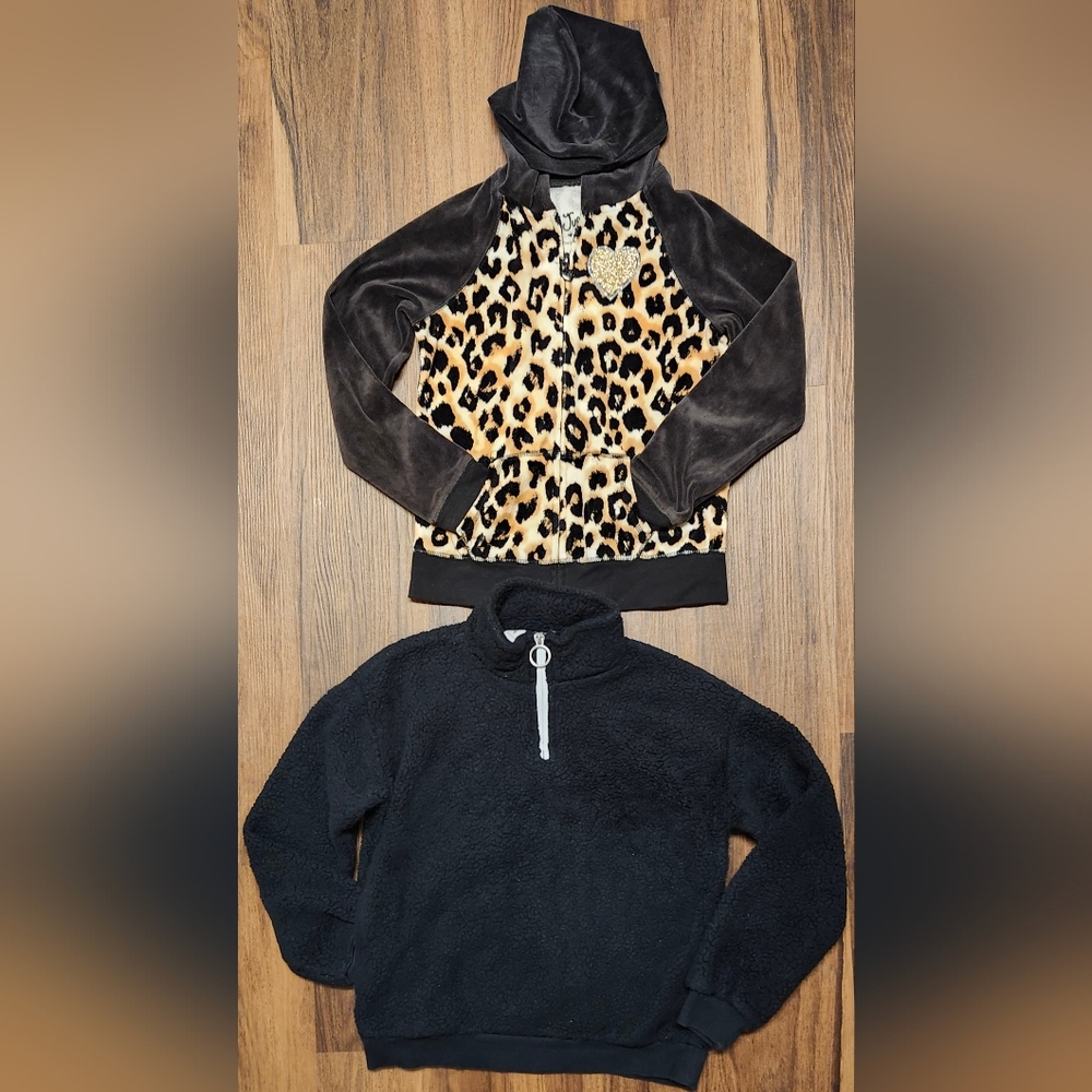 Girls Sz 8 & M (8/10) Justice Hoodie and Ideology Sherpa Pullover